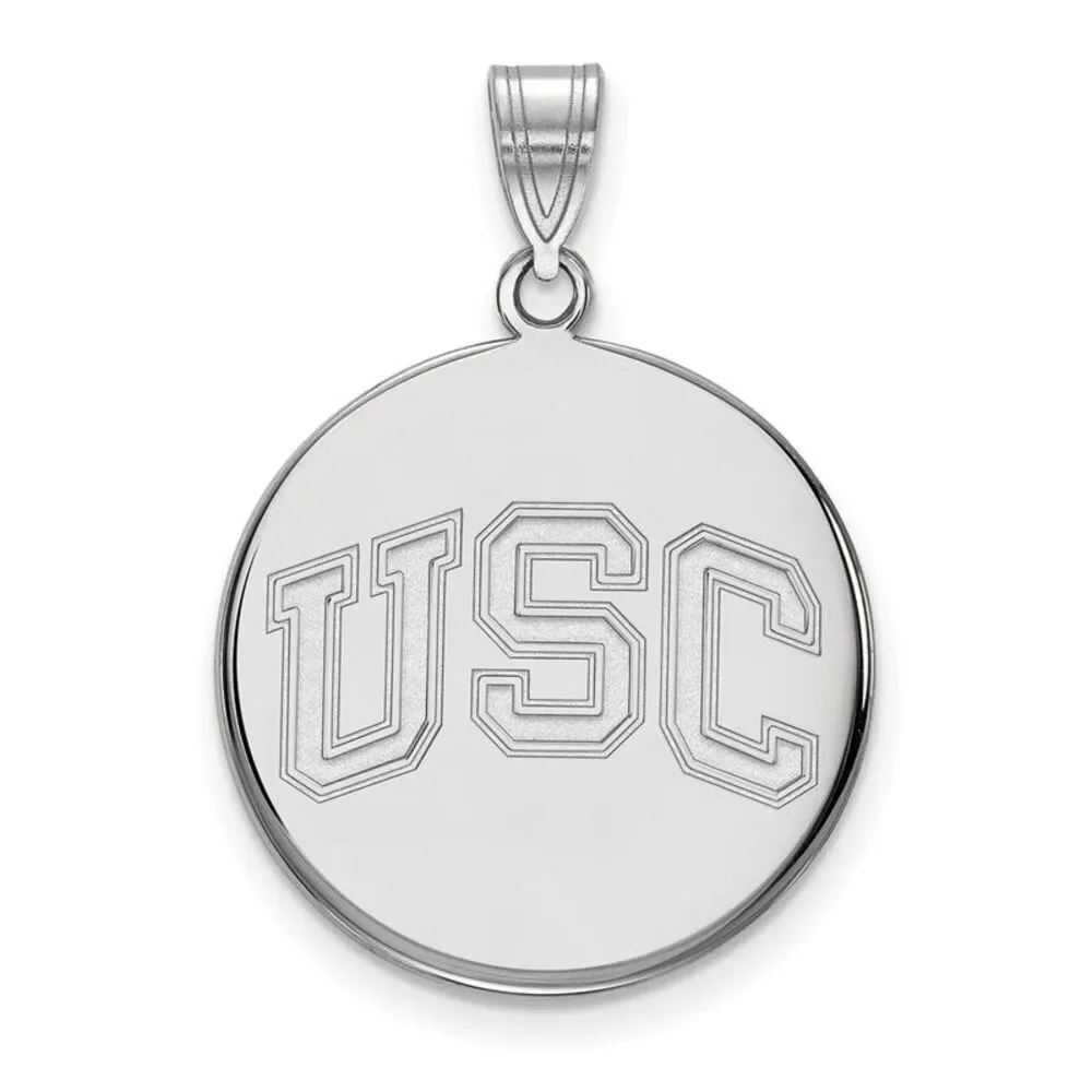10K White Gold University of Southern California Large Disc Pendant
